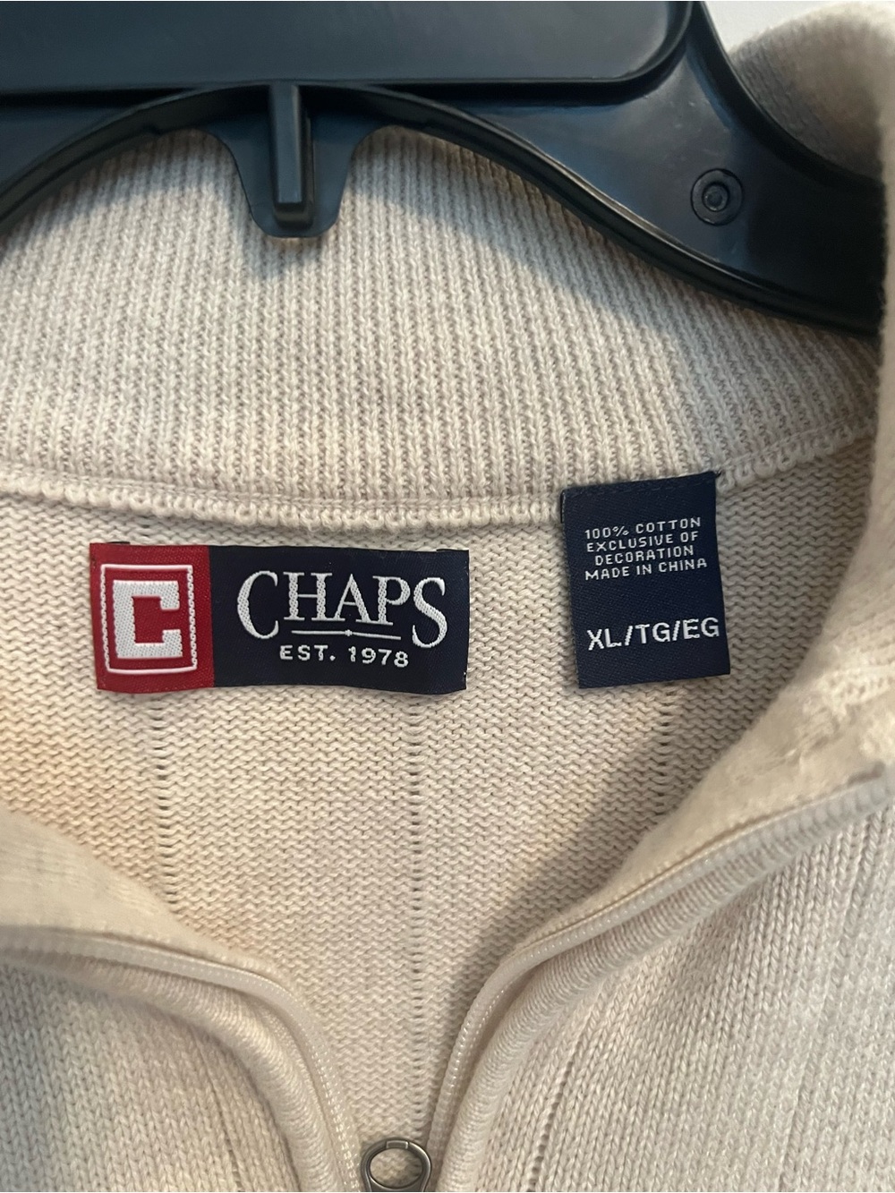 Chaps Cream Ribbed Quarter-Zip Sweater - Picture 5 of 5